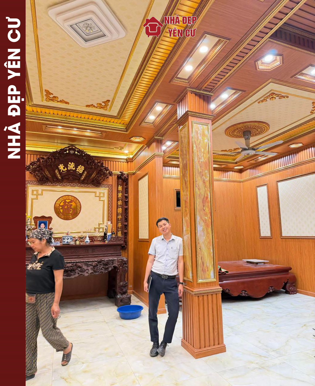 Thi công ốp nano tường trần phòng khách tại Hà Nội