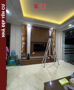 Thi công tấm ốp than tre màu vân vải tại Bắc Giang