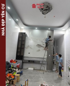Thi công vách tivi nhựa Ecoplast tại Gia Lâm