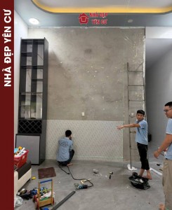Thi công vách tivi nhựa Ecoplast tại Gia Lâm